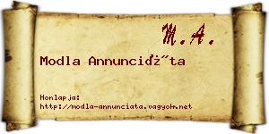 Modla Annunciáta névjegykártya